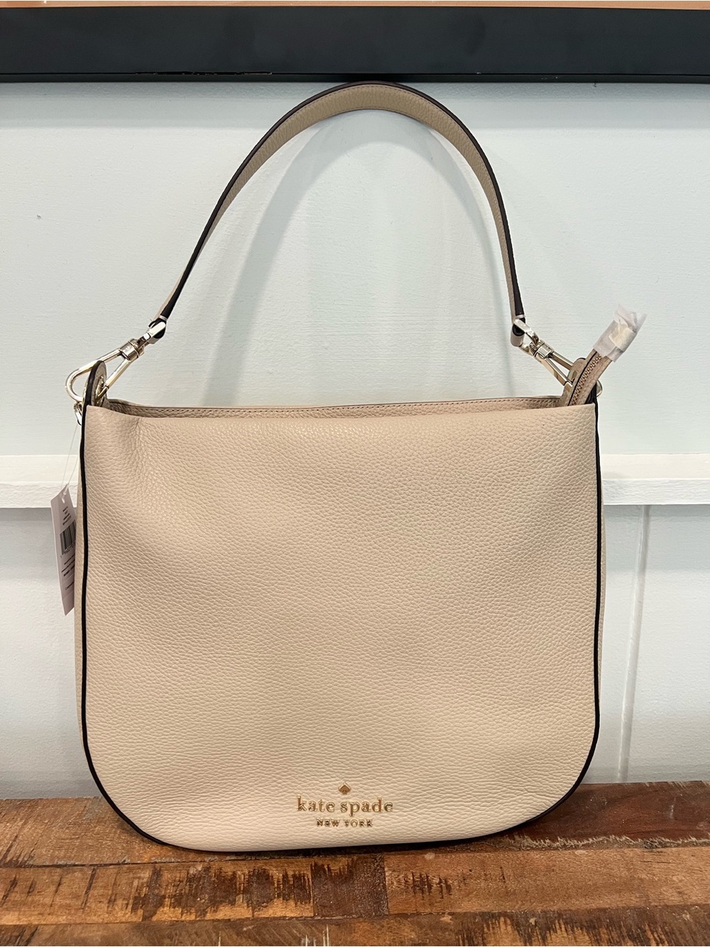 kate spade Cream Pebbled Leather Hobo with Gold Hardware